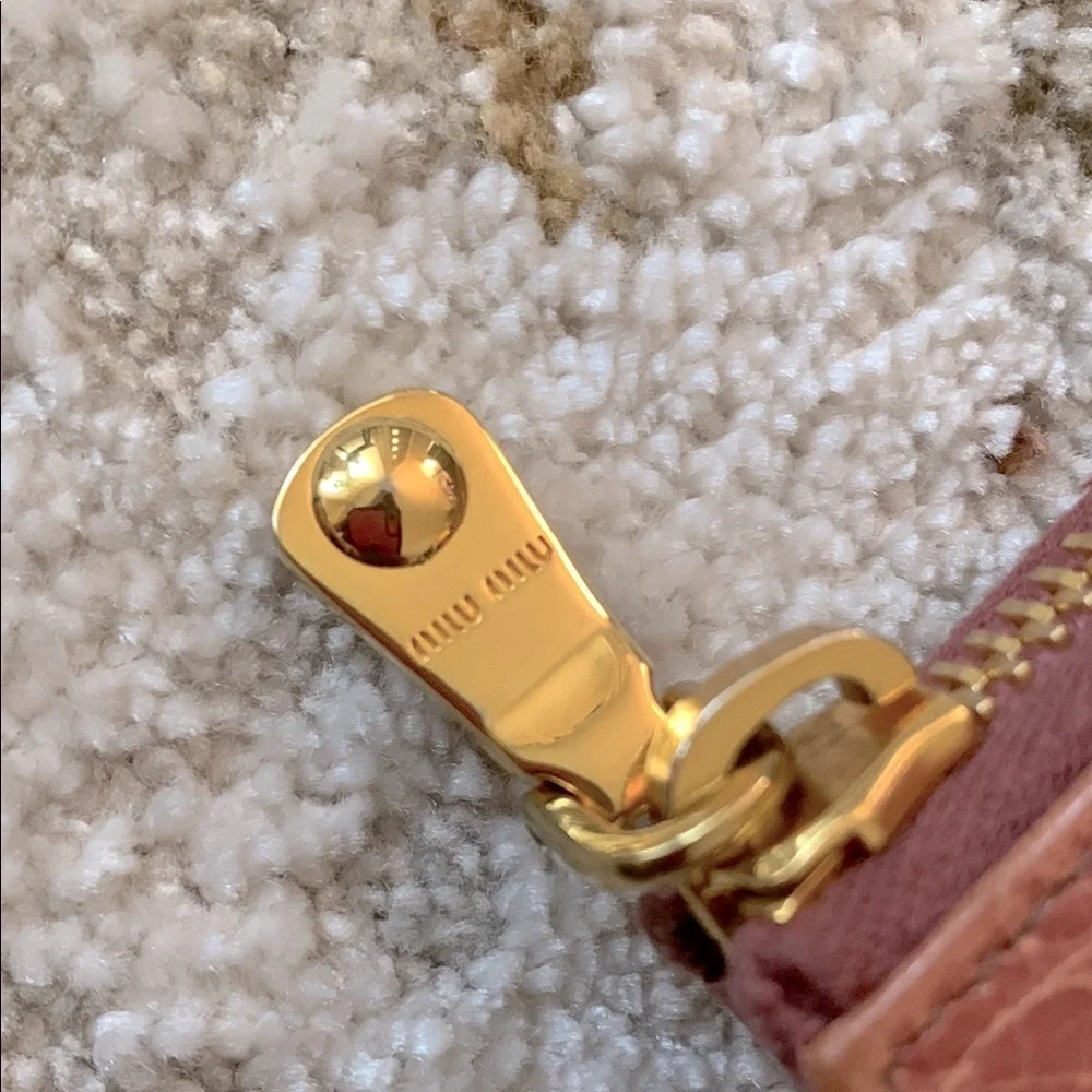 MIU MIU Croc-Embossed Leather Wallet with Gold Accent